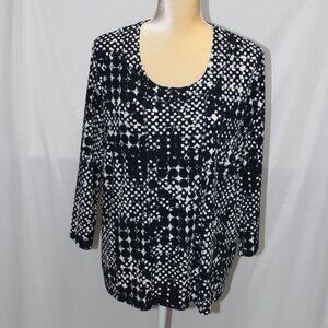 TanJay Dark Navy Scoop Neck Poke-A-Dot Top